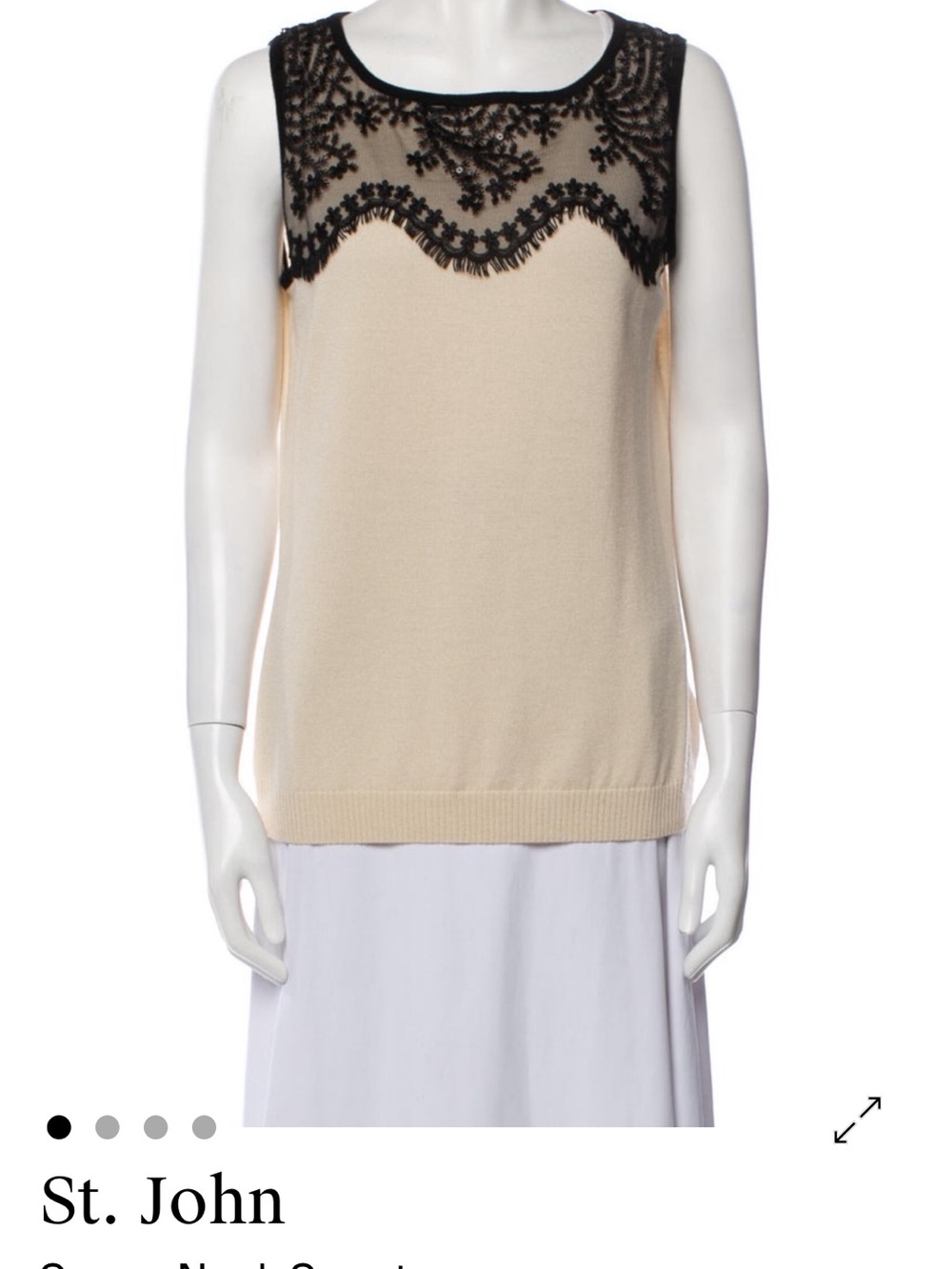 St. John Collection Cream & Black Lace Sweater Cardigan Set – Size M (US 6) - Picture 6 of 11
